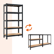 Regał o dużej nośności HEAVY, maks. 875kg, 90x40x180cm, czarny