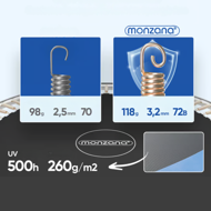 Trampolina z siatką bezpieczeństwa JUMP, Ø244cm, czarna/niebieska