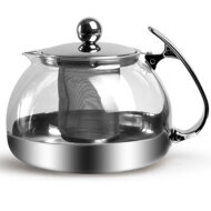 Zestaw do herbaty z sitkiem TEA, przezroczysty, srebrny