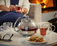Zestaw do herbaty z sitkiem TEA, przezroczysty, srebrny