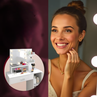 Toaletka JOCELYN z oświetleniem, 140×90×40cm, biała