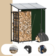 Wiata na drewno opałowe CORINA, 198x163x70 cm, antracyt/zielona