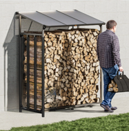Wiata na drewno opałowe CORINA, 198x163x70 cm, antracyt/zielona
