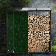 Wiata na drewno opałowe CORINA, 198x163x70 cm, antracyt/zielona