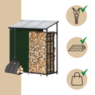 Wiata na drewno opałowe CORINA, 198x163x70 cm, antracyt/zielona