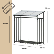 Wiata na drewno opałowe CORINA, 198x163x70 cm, antracyt/zielona