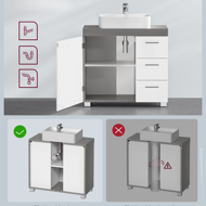 Szafka pod umywalkę IVY, 30x70x64 cm, biała/szara