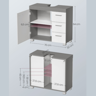 Szafka pod umywalkę IVY, 30x70x64 cm, biała/szara