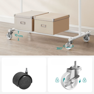 Stojak na ubrania INEZ na kółkach, maks. 90kg, 83,5x45x160cm, biały