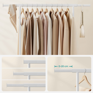 Stojak na ubrania INEZ na kółkach, maks. 90kg, 83,5x45x160cm, biały