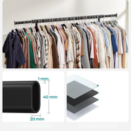 Stojak na ubrania INEZ na kółkach, maks. 90kg, 83,5x45x160cm, czarna  