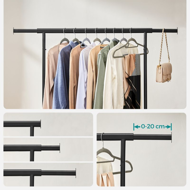 Stojak na ubrania INEZ na kółkach, maks. 90kg, 83,5x45x160cm, czarna  