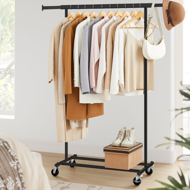 Stojak na ubrania INEZ na kółkach, maks. 90kg, 83,5x45x160cm, czarna  