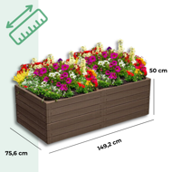 Podwyższona grządka WOODY, 2 szt.,149x75,6x25cm, brązowa  