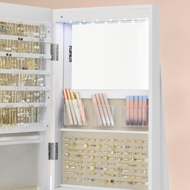 Lustro stojące z miejscem na biżuterię CHANTAL, 54,5×54,5×162 cm, białe