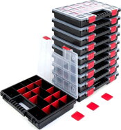 Plastikowy organizer NORS, 10 sztuk, 22 przegródki, 34x25x5 cm, czarno-przezroczysty