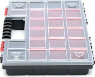 Plastikowy organizer NORS, 10 sztuk, 22 przegródki, 34x25x5 cm, czarno-przezroczysty