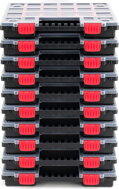 Plastikowy organizer NORS, 10 sztuk, 22 przegródki, 34x25x5 cm, czarno-przezroczysty