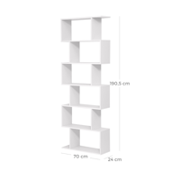 Regał/półka na książki PRESTON, 70x24x190,5cm, biały