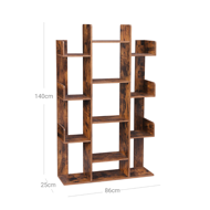 Regał/półka na książki ODIN w stylu industrialnym, 86x25x140 cm, brązowy