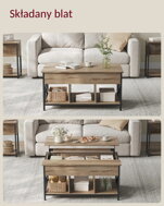 Regulowany stół konferencyjny LUBOR, 60x100x(48-62)cm, camel brąz/czarna  