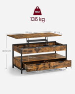 Regulowany stół konferencyjny GASPAR, 50x100x(48-63)cm, brąz/czarna  