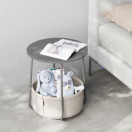 Okrągły stolik z koszem COLETTE, 45x50cm, szara/biała