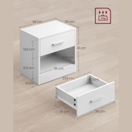 Szafka nocna COSTA, 28x39x41cm, biała