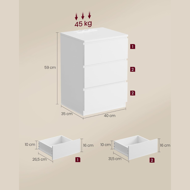 Stolik nocny z funkcją ładowania ZION, 35x40x59 cm, biały