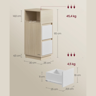 Szafka nocna ROBIN, 30x25x65cm, biała/beżowa
