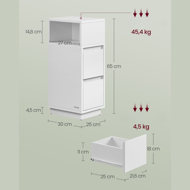Szafka nocna ROBIN, 30x25x65cm, biała