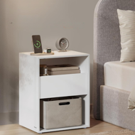 Stolik nocny LUCIANO z funkcją ładowania, 35x45x58,3 cm, biały