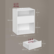 Stolik nocny LUCIANO z funkcją ładowania, 35x45x58,3 cm, biały
