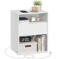 Stolik nocny LUCIANO z funkcją ładowania, 35x45x58,3 cm, biały