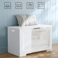 Skrzynia z miejscem do przechowywania GRETA, 76x48x40 cm, biała