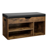 Szafka na buty z miejscem do przechowywania LUJZA, 80x30x44cm, ciemny brąz/czarna