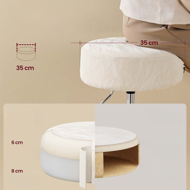 Regulowane krzesło do toaletki AURA, Ø35cm, kremowe