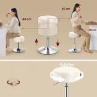 Regulowane krzesło do toaletki AURA, Ø35cm, kremowe