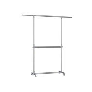 Stojak na ubrania dwupoziomowy JASON, 93x49x113-198cm, srebrna  