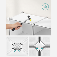 Organizer na buty KIMBERLY, 10 boksów, biały/przezroczysty