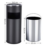 Stojący popielnik z koszem na śmieci SMOKE, 60,5x24,5 cm, czarny