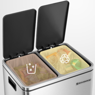 Kosz do segregacji odpadów SORT 30l (2×15l), srebrny/czarny