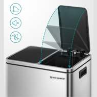 Kosz do segregacji odpadów SORT 30l (2×15l), srebrny/czarny