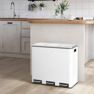 Kosz do segregacji odpadów SORT, 54l (3x18l) + worki na śmieci, biała