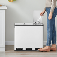 Kosz do segregacji odpadów SORT, 54l (3x18l) + worki na śmieci, biała