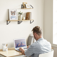 Półki ścienne ABBY z konsolą, 3 szt., 30/35/40x12cm, czarna/jasnobrązowy