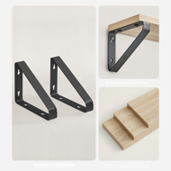 Półki ścienne ABBY z konsolą, 3 szt., 30/35/40x12cm, czarna/jasnobrązowy