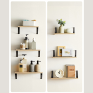 Półki ścienne ABBY z konsolą, 3 szt., 30/35/40x12cm, czarna/jasnobrązowy