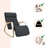 Fotel bujany SWING, max obciążenie 150kg, 67x115x91cm, antracyt