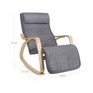 Fotel bujany SWING, max obciążenie 150kg, 67x115x91cm, szara